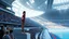 Placeholder: Create a detailed scene depicting a contemporary Olympic diving venue. The setting should include an audience of spectators watching the event, with a focus on a woman poised on the diving board, preparing to dive. Please include elements such as the design of the diving platform, the atmosphere of the crowd, and the overall ambiance of the venue. The output should be structured as a vivid description, capturing the energy and excitement of the moment.
