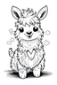 Placeholder: coloring page fluffy happy llama with heart