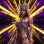 Placeholder: nigth city scape full body shot, masterpiece, best quality, black skinned, sparkling eyes, fluorescent skin,purple-dark makeup, gangsta style , highly detailed body, sun light, 4K, RAW, depth of field, high contrast, realistic details, 24mm