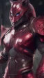 Placeholder: Iconic Cat-Man, red and silver, ultra-detailed armor, cat with eye mask, anime, dynamic shot, richly saturated colors, full height, arms, legs, footwear, cinematic backlighting, hyper-realism, unparalleled detail, 8K, concept art, intricate textures , timeless masterpiece, enhanced AI, GAN, depth of field, neural network,