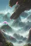 Placeholder: a psychedelic realm with rolling plains made out of clouds, mountains made out of icebergs, and plant life made out of cotton candy, in the style of wlop and namek, illustration, epic, fantasy, hyper detailed, smooth, unreal engine, sharp focus, ray tracing