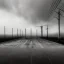 Placeholder: An empty carpark on a misty day. Telegraph poles and wires. Muted tones. Tilted horizon. With blotches, blurry areas and lens noise and grain. Hyper realistic Photo 4k