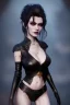 Placeholder: Trish Status as evil queen in black leather, leather, busty, cleavage, angry, rage, stern look. character design by cory loftis, fenghua zhong, ryohei hase, ismail inceoglu and ruan jia. unreal engine 5, artistic lighting, highly detailed, photorealistic, fantasy