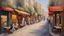 Placeholder: a street with cafe shops like Tehran. oil painting