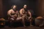 Placeholder: full body shot photography, two muscular chubby ugly burly marocan men , sweat, bulge, masculine hairy 43 year old man, curly hair, manly chest, curly beard ,big shoulders, big arms, big legs, bulge,, ambient occlusion , lying down sleeping in a steamy Sauna, super high resolution, 8k, dim light, side light, ultra hyper realistic, frontal view