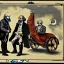 Placeholder: Unicorn playing Carts with Karl Marx and Einstein on flying delorian