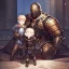 Placeholder: Boy wearing leather armor protecting wife and kid