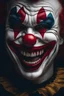 Placeholder: creepy clown angry laughing, dark theme, soothing tones, muted colors, high contrast
