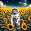 Placeholder: cat astronaut on sunflower field