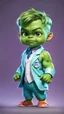 Placeholder: Little baby hulk, full portrait looking at the camera realistically, dressed as a doctor, bright colors make octane popular on artstation, solid color background wall, beautiful, cute, 3D rendering, cute pixar, inspired by Du Qiong, blond boy, Andrew Dixon, realistic, 3D, anime style, well shaded, smooth, Pixar.