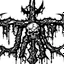 Placeholder: A name of a black metal band ''ISCARIOT'' with a inverted cross