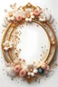 Placeholder: round vintage frame with flowers gold and pearls, gold precious stones on a white background, Trending on Artstation, {creative commons}, fanart, AIart, {Woolitize}, by Charlie Bowater, Illustration, Color Grading, Filmic, Nikon D750, Brenizer Method, Side-View, Perspective, Depth of Field, Field of View, F/2.8, Lens Flare, Tonal Colors, 8K, Full-HD, ProPhoto RGB, Perfectionism, Rim Lighting, Natural Lighting, Soft Lighting, Accent Lighting, Diffraction Grading, With Imperfections,