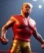 Placeholder: Donald trump wrestling fighter, naked torso, color breeches, suspenders, retro style, 80s, hot ambient, photo studio, red, gold, vibrant color, gradient, highly detailed, art stations, concept art, smooth, unreal engine 5, god rays, ray tracing, RTX, lumen lighting, ultra detail, volumetric lighting, 3d, finely drawn, high definition, high resolution.