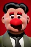 Placeholder: Waist up muppet Portrait, Kim Jong-un muppet doll, black suit, photo studio, red background, unreal engine 5, concept art, art station, god lights, ray tracing, RTX, lumen lighting, ultra detail, volumetric lighting, 3d.