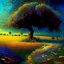 Placeholder: a painting of a tree and a field of flowers, a surrealist painting by Igor Zenin, deviantart, naturalism, apocalypse art, contrasting, global illumination