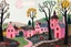 Placeholder: A pink magical village painted by Paul Klee