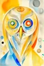 Placeholder: abstract watercolour of an owl by barbara hepworth and paul klee in gold and grey