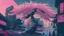 Placeholder: Japanese cherry blossom, in cyberpunk city, comic style,