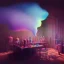 Placeholder: factory of colors. smoke rises from multi-colored glassware. color swatches in the background. hyperdetailed, warm colors, detailed painting, photorelistic, oil on canvas, light dust, futuristic. volumetric lighting