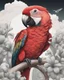 Placeholder: Draw an lineal illustration of a red parrot, ultra quality, detailed, 8k, full body, clear sky with clouds