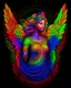 Placeholder: Ornate Rainbow Angel design, T-Shirt Design, fantasy art, digital painting, clean dark background, 8K, HDR