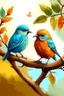 Placeholder: generate an image of couple bird sitting on the branch of tree with real views