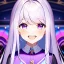 Placeholder: Clear focus, 8k, high quality, detailed, beautiful lighting, vibrant colors, white long hair, vibrant purple eyes, girl, laughing, different twins