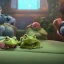 Placeholder: Two frogs sitting on the sofa in the living room and PS4 consoles in their hands,fantasy,4K,8K,16K