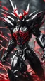 Placeholder: A close picture to Mix between transformers and spider venom symbiote in dreamshaper finetuned model with dynamic art style witg with red details detailsis in fantasy world