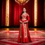 Placeholder: azeri female full bdy with traditional dance clothing in modern stage in a royal hall