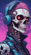 Placeholder: a close up of a person with a skull on their head, blue and black colors, anime skull portrait man, scary detailed art in color, hiroyuki-mitsume takahashi, nychos art aesthetic, half man half skeleton, anime cyberpunk art, colored manga art, rossdraws pastel vibrant, hot colors. insanely detailed, beautiful anime portrait, stunning anime face portrait, scary art in color
