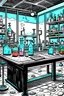 Placeholder: Comics style laboratory with different experiment