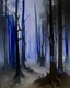 Placeholder: A purple foggy ominous woodland with dead trees painted by Wassily Kandinsky