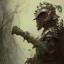 Placeholder: Insanely detailed photograph of an “portrait of an D&D fighter wearing a ivy colored medium armor”, intricate calvary hat, stern clear face and hyperdetailed painting by Ismail Inceoglu Huang Guangjian and Dan Witz CGSociety ZBrush Central fantasy art album cover art,8K, hdr, epic, mysterious, ominous, hands focused on a glowing D20, jewelry, motivated