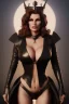 Placeholder: Raquel Welch as evil queen in black leather, leather, busty, cleavage, angry, stern look. character design by cory loftis, fenghua zhong, ryohei hase, ismail inceoglu and ruan jia. unreal engine 5, artistic lighting, highly detailed, photorealistic, fantasy