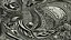 Placeholder: A striking linocut piece, precise lines and intricate patterns come together in a stunning display of abstract art. The monochromatic color palette of black and white highlights the intricate details of the composition, creating a visually captivating experience. The main subject of the image appears to be a fantastical creature, with sharp angles and graceful curves that seem to suggest both power and elegance. The contrast between light and shadow adds depth and dimension to the artwork, eleva