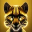 Placeholder: A beautiful portrait of a cyborg cheetah yellow neon color scheme, high key lighting, volumetric light high details psychedelic background