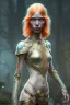 Placeholder: painting of a tall elven young woman with short light orange hair and freckles on the cheak bones and tall body of a topmodel light clothes, full body, ultra realistic, concept art, intricate details, eerie, highly detailed, photorealistic, octane render, 8 k, unreal engine. art by artgerm and greg rutkowski and charlie bowater and magali villeneuve and alphonse mucha