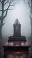 Placeholder: Gloomy altar. fog in the background