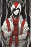 Placeholder: young man wearing red scarf and hood dark fantasy