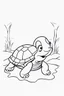 Placeholder: blank colouring book, white blank background, simple picture for toddlers, sweet and smilling turtle pet, disney and pixar style