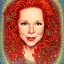 Placeholder: Robyn Lively, her striking perfectly detailed clear eyes, her perfect, precisely detailed lightly freckled face, meticulously detailed long curly multi-hued ginger carrot-colored cherry red fiery hair, luminous colorful sparkles; by james r. eads, gawki, rajewel, tania rivilis, dan mumford, lisa frank, artgerm, greg rutkowski, alphonse mucha and william-adolphe bouguereau; glitter, airbrush, octane render, volumetric lighting, photorealistic digital painting, smooth, sharp focus