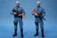 Placeholder: A Mike pence g.i. joe toy doll With a gun space force Blue cloth uniform, fluorescent orange, whole body