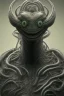 Placeholder: snake alien, head,8 eyes, smile, 8k, with hairs, finely detailed, photo realistic, HR Giger style