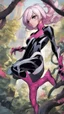 Placeholder: A close picture to Mix between gwenpool and symbiote, intricate details, highly detailedin in solo leveling shadow art style