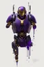 Placeholder: Human Like Cyborg, Royal purple and Gold, Combat Robot, Dangerous, Strong, Destroyed, Inside a Vat of Liquid