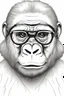 Placeholder: Outline art for cute coloring pages with gorilla with glasses, full body, white background, sketch style, only use outline, clean line art, no shadows and clear and well outlined.