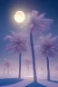 Placeholder: 1980's aesthetic vaporwave palm trees with lighting with moon in the winter snow