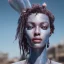 Placeholder: portrait,beautiful african robotic sirene, post-apocalyptic in a cyberpunk city, realistic, intriacte detail, sci-fi fantasy style, volumetric lighting, particales,highly detailed,cinematic, deep blue.