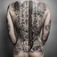 Placeholder: Dramatic full-back tattoo of a black and white Sodoku puzzle, Japanese calligraphy lettering, photorealistic, dramatic, body art